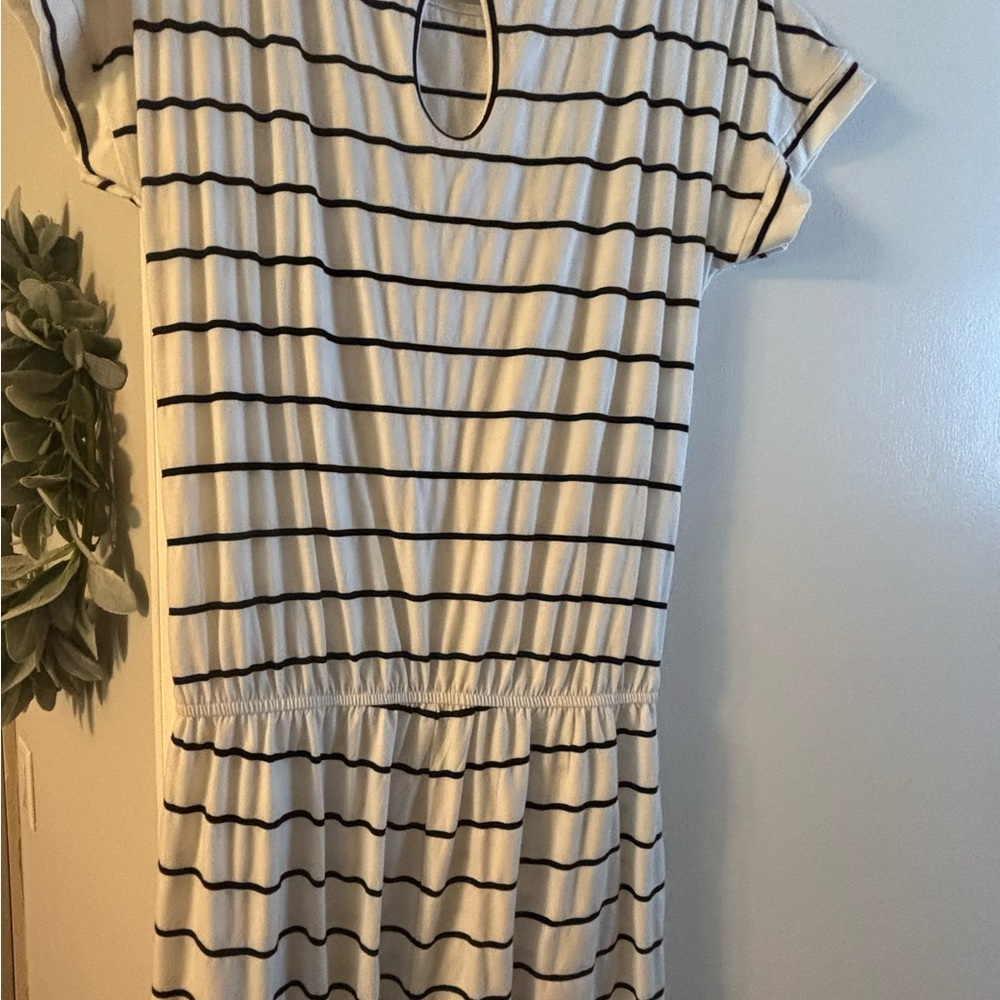 Striped White and Black Romper